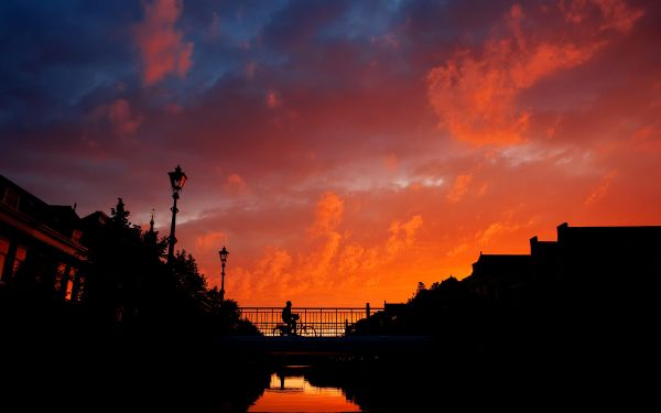 zonlicht,zonsondergang,anime,hemel,fiets,reflectie