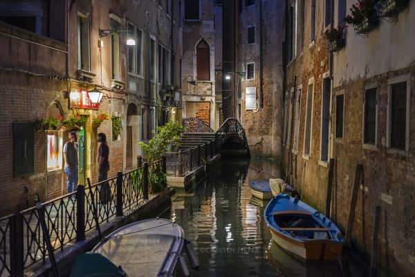 perahu, sepatu bot, Venice, cahaya, laki-laki, malam