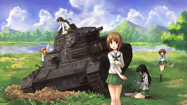 anime,anime girls,Girls und Panzer,Akiyama Yukari,Isuzu Hana,Nishizumi Miho