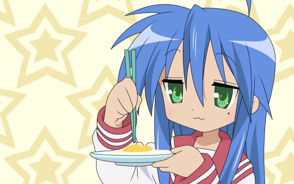 Izumi Konata,Heldig stjerne,pige,æg,spisepinde