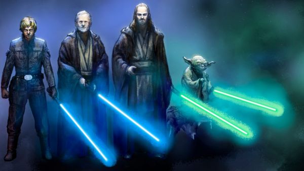 Krieg der Sterne, Lichtschwert, Jedi, Yoda, Kunstwerk, Obi Wan Kenobi