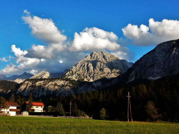 peisaj, munţi, deal, natură, cer, lac