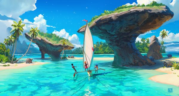 Victor Sales,nghệ thuật số,Nghệ thuật tưởng tượng,ArtStation,bầu trời quang đãng,rùa