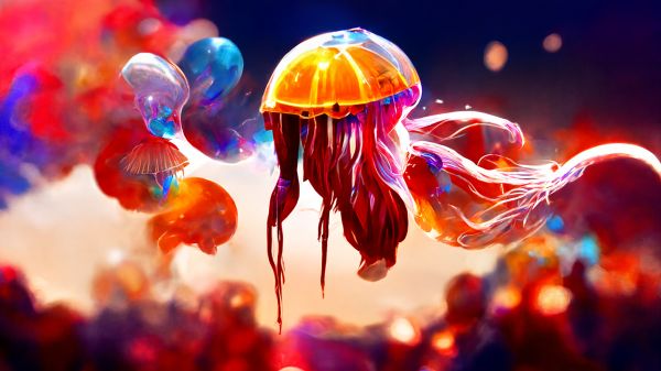 digital art,colorful,jellyfish