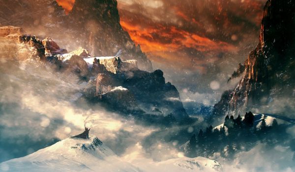 sollys,fjellene,fantasy art,himmel,kunstverk,Sky