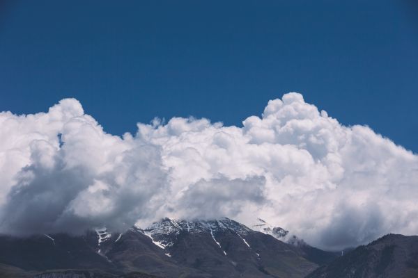 cielo, la neve, atmosfera, Alpi, montagne, nuvole