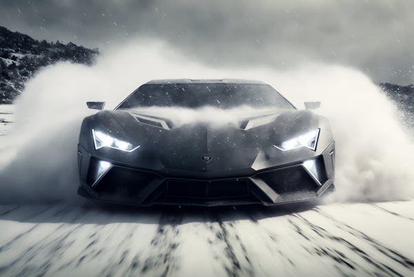 ai art,sports car,snow,driving