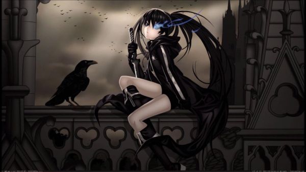 Black Rock Shooter,1600x900 px,fekete ruhában