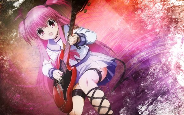 Angel Beats,menina,violão,doce,sorrir