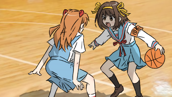 Suzumiya Haruhi,Asuka Langley Soryu,Die Melancholie der Haruhi Suzumiya,Neon Genesis Evangelion,Basketball,Anime Mädchen