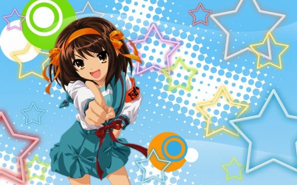 illustrazione, anime, anime girls, cartone animato, uniforme scolastica, La malinconia di Haruhi Suzumiya