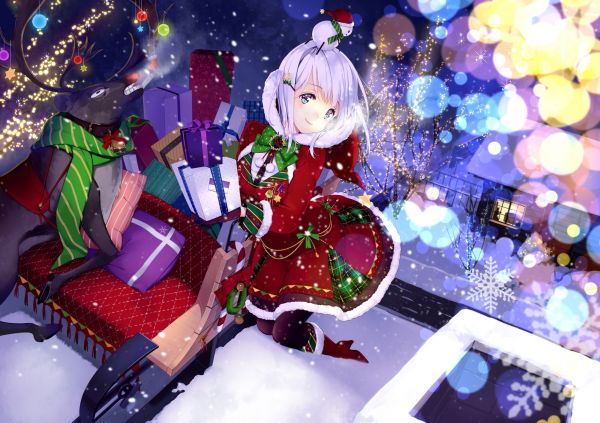 Anime,Anime girls,Noel,Santa kostümü,Orijinal karakterler,Oyuncak