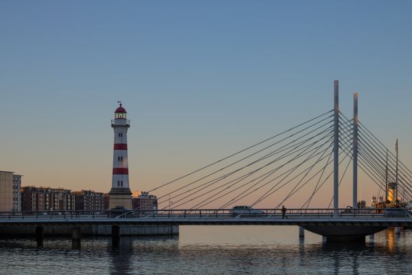 mare,paesaggio urbano,riflessione,Torre,orizzonte,ponte