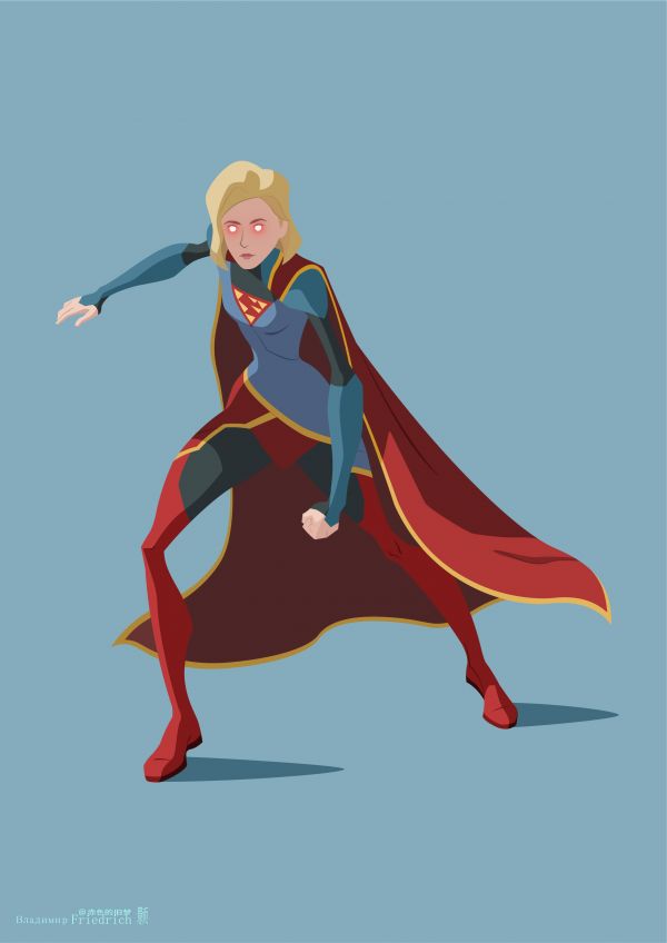 Bombázó, superheroines, Flatdesign, Kara Zor El