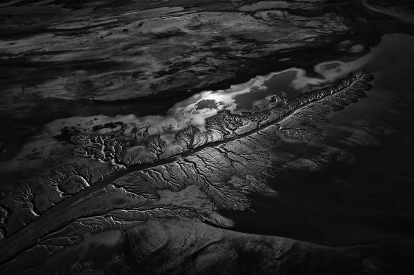 photography,aerial view,nature,landscape,river,monochrome