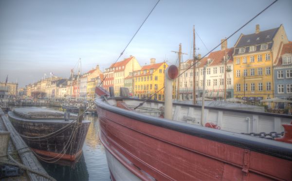 landskap, stad, stadsbild, arkitektur, vatten, båt