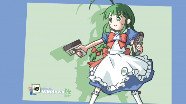 オンスタン,Windows Me,アニメの女の子,オペレーティング·システム,ピストル,メイドの服装