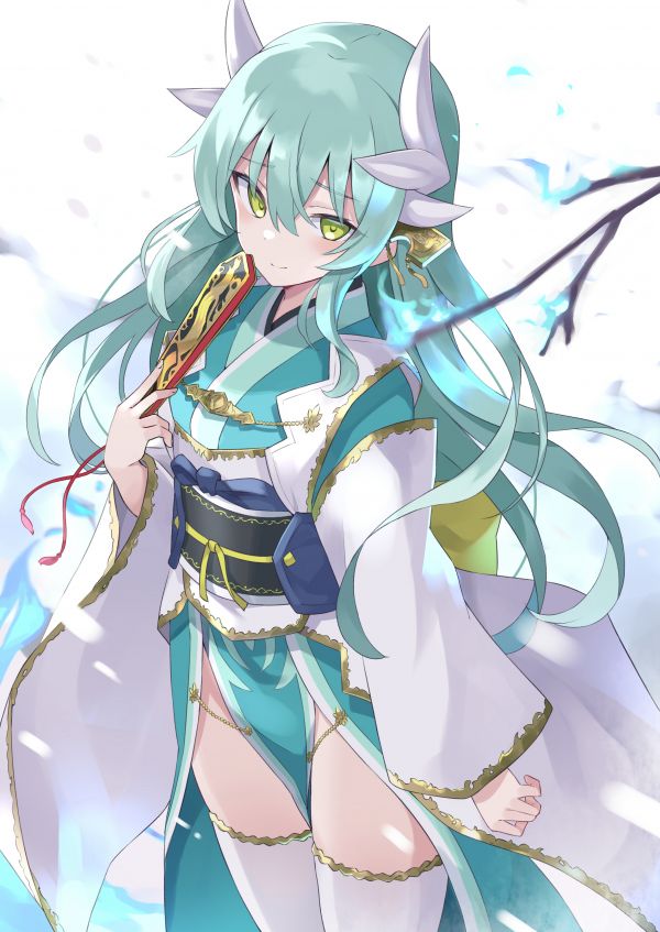 anime,fete anime,par lung,Kiyohime Grand Ordine Fate,păr verde,soarta Series