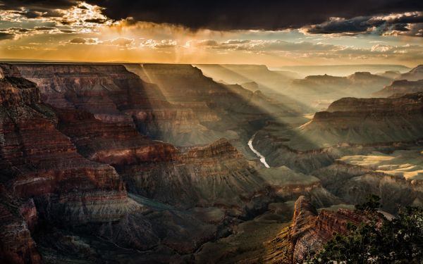 Árboles, paisaje, rock, naturaleza, reflexión, Nubes