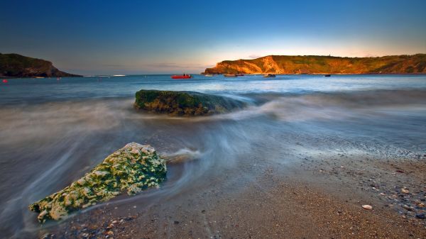 landscape, sunset, sea, water, sunlight, bay