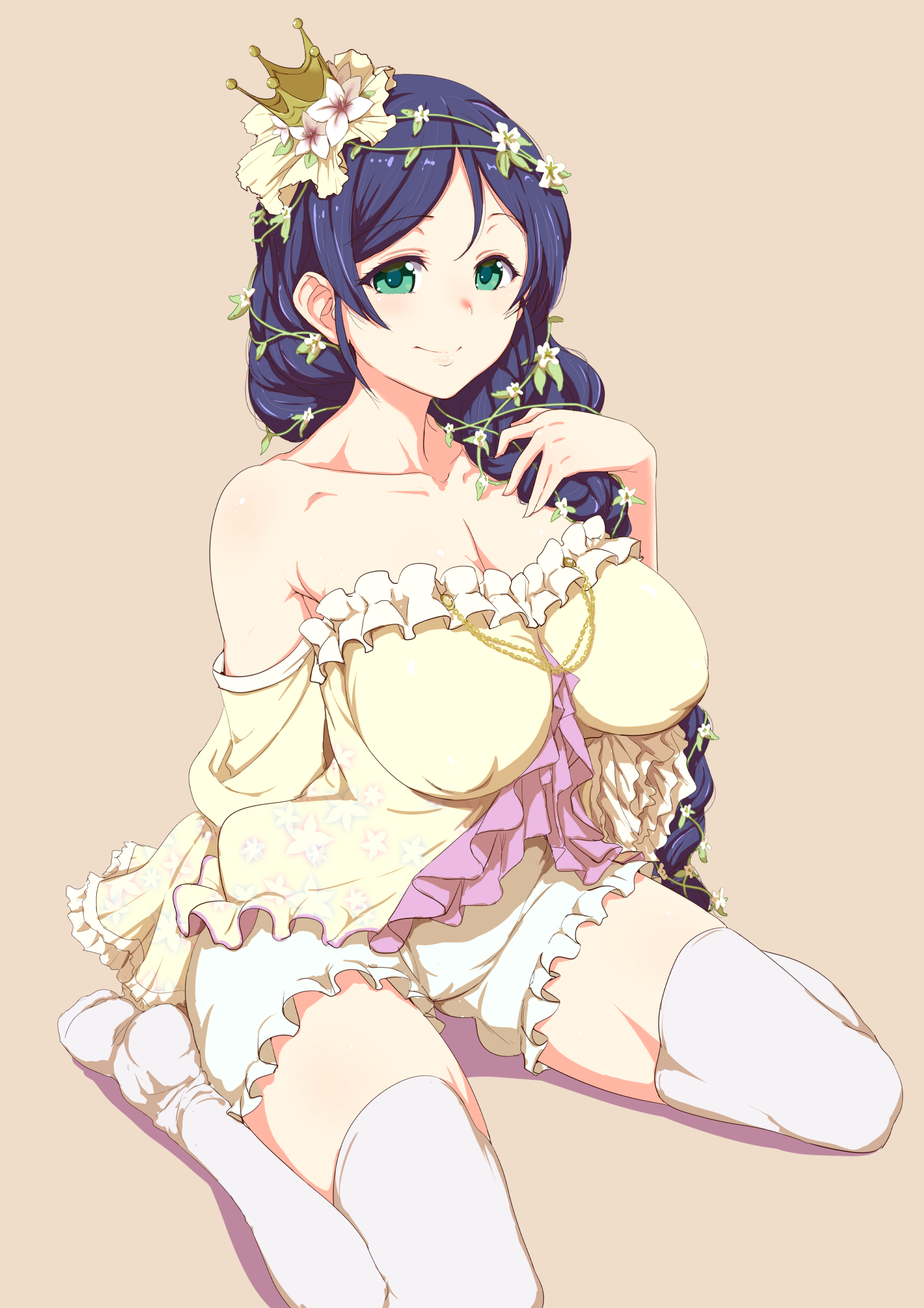 Toujou Nozomi, Love Live, Filles anime, clivage, hauts de cuisse, yeux verts