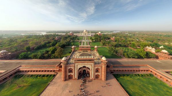 aerial view,Taj Mahal,architecture,India,landmark,World Heritage Site