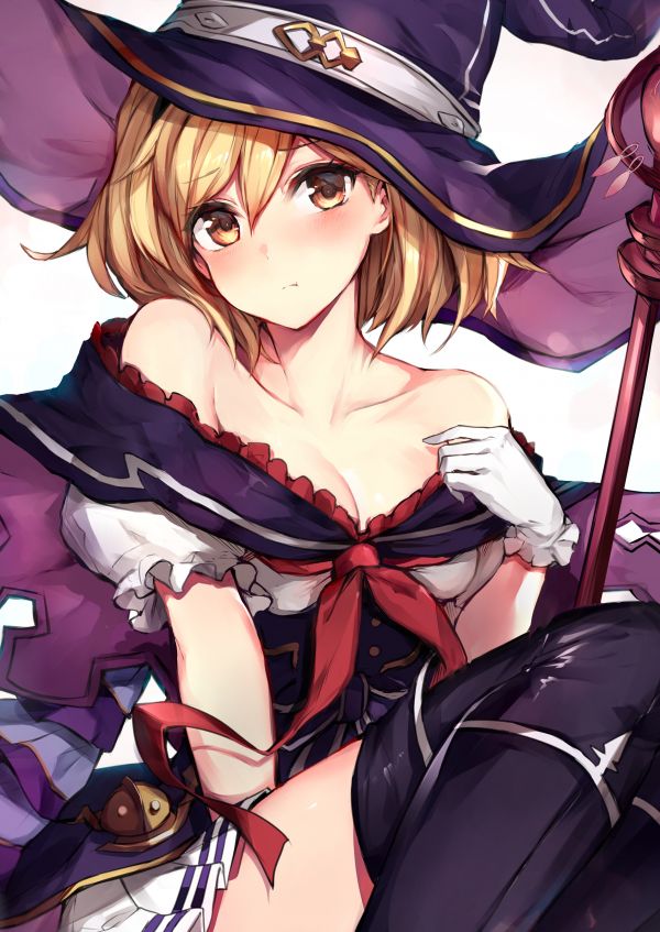 anime, anime tytöt, Granblue Fantasy, Djeeta Granblue Fantasy, noita hattu, lyhyet hiukset