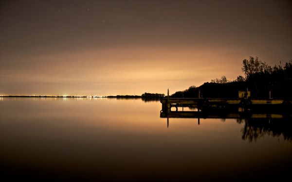 crepuscolo,molo,riflessione,lago