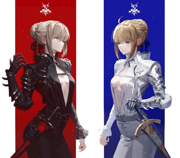 digitální umění,Saber Alter,fate stay night heaven's feel,Artoria Pendragon,osud Series,blondýnka