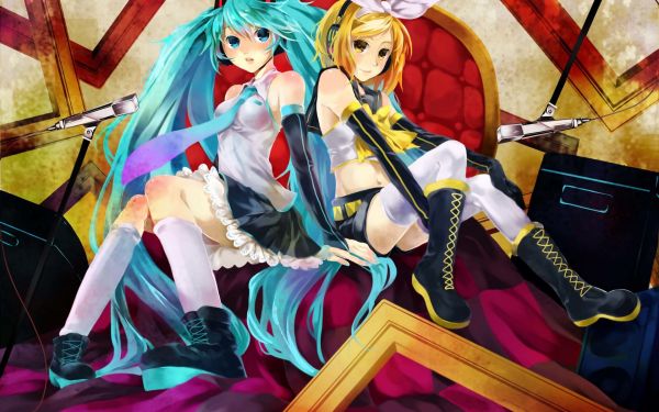 hình minh họa,Anime,Anime cô gái,Vocaloid,Hatsune Miku,Kagamine Rin