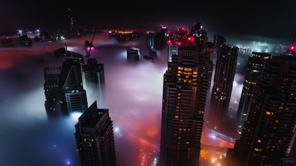 teemusphoto,Dubai,mist,stadsgezicht,Gotham stad