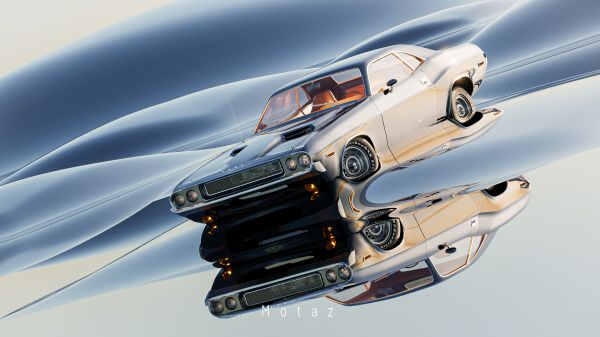 Esquivar,Dodge Challenger,Muscle cars,CGI,coche,cromo