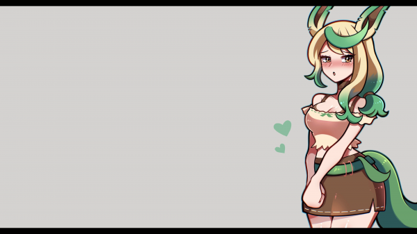 animemeisjes, pokemon, Gijinka, Leafeon, Eevee, Eeveelutions