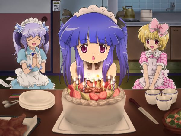 Anime,Mädchen,warten,Party,Kuchen,Kerzen