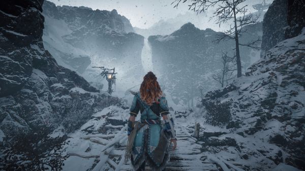 Horizon Zero Dawn,neve,montanhas,videogames