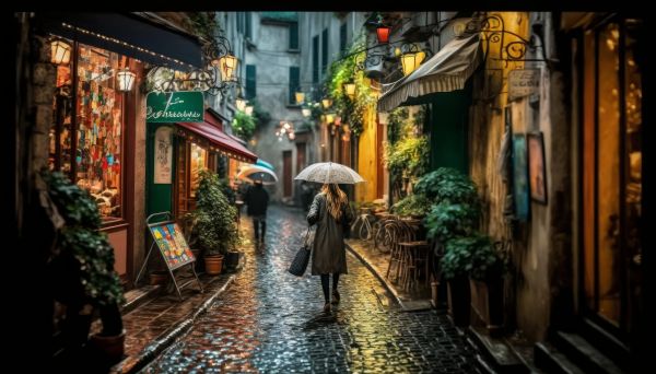 ai art,Paris,umbrella,cobblestone,illustration,women