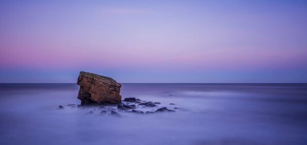 阳光, 日落, 海, 湾, 岩, 花园