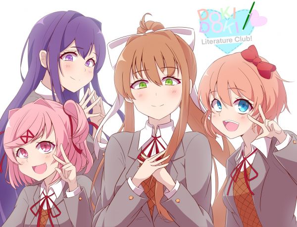 애니메이션,애니메이션 소녀들,Doki Doki Literature Club,Monika Doki Doki Literature Club,Natsuki Doki Doki Literature Club,Sayori Doki Doki Literature Club