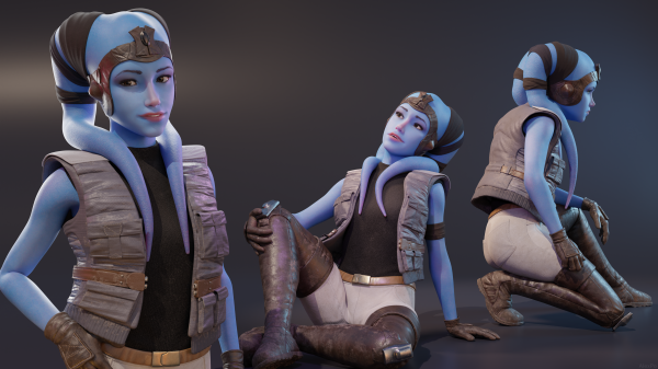 Star Wars,twilek,blue skin,video game characters,digital art,CGI