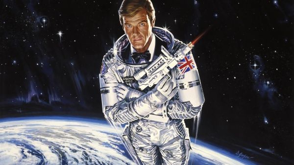 James Bond,Roger Moore,przestrzeń,pojazd,astronauta,gitarzysta