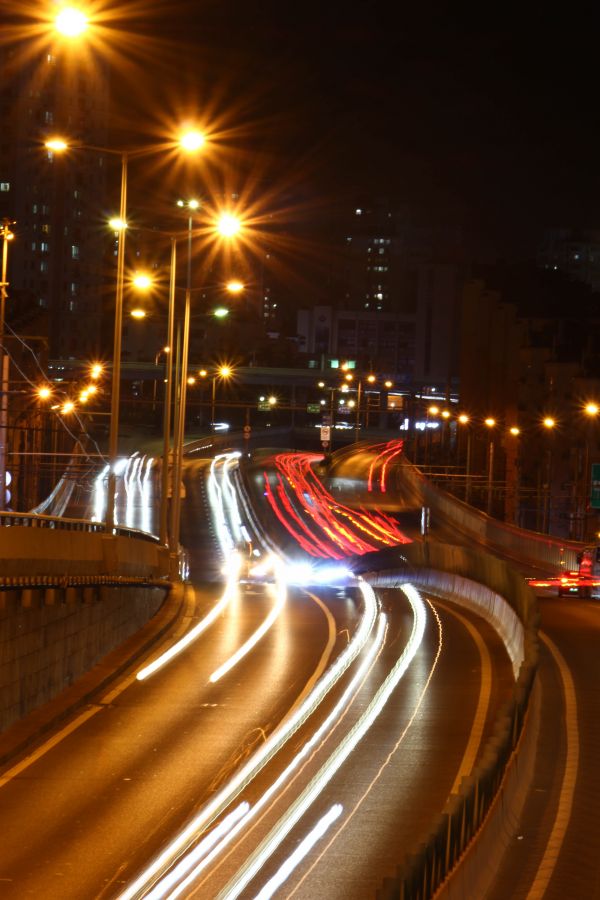 Qingdao,Şehir,gece,Şehir manzarası,uzun pozlama,şehir Işıkları