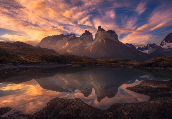 Chile,Nubes,lago,paisaje,montaña,1366x942 px