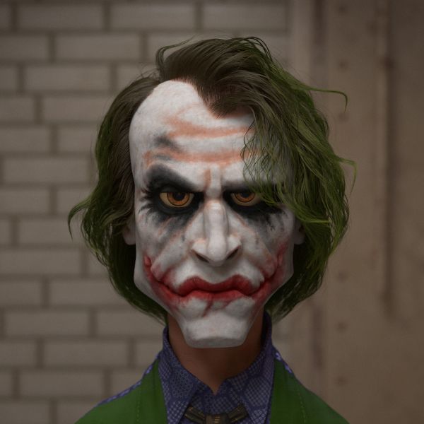 Joker,3D,rendre,CGI,caricature