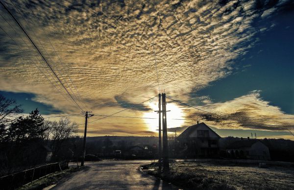 resa, solnedgång, himmel, Sol, KONST, textur