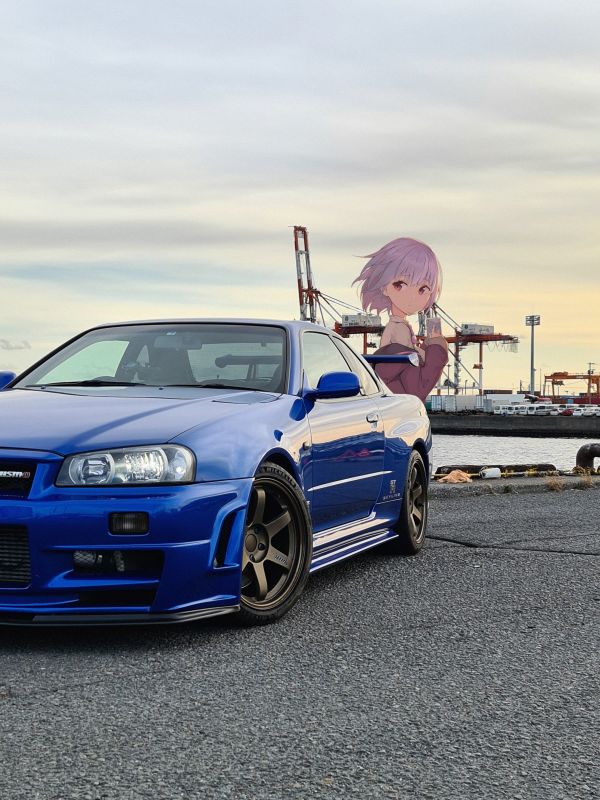 สาวอะนิเมะ,Nissan Skyline R34,รถยนต์ญี่ปุ่น,jdmxanime