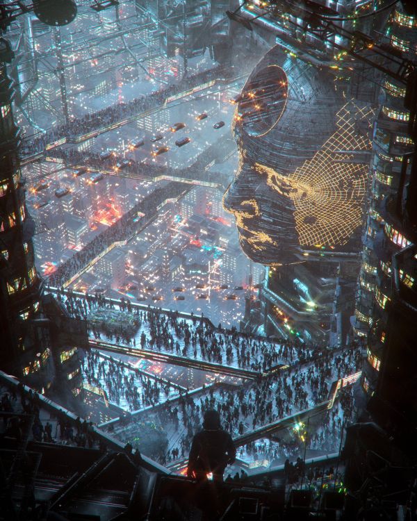 futuristico,future forest city,arte digitale,concept art,cyberpunk,Annibale Siconolfi