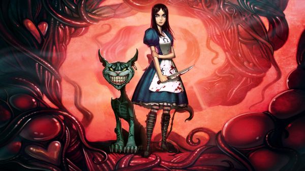 Alice Madness keert terug,Cheshire Cat,glimlach,Alice,mes