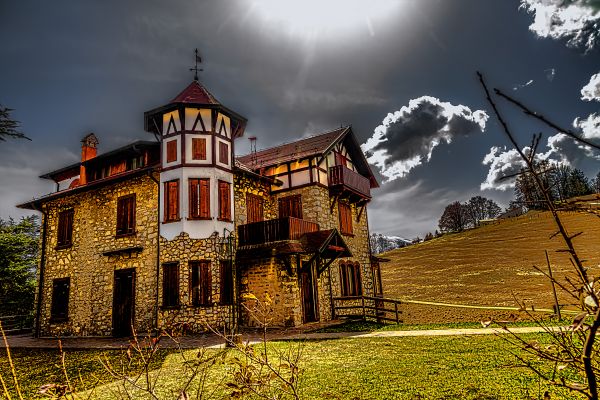 Italia, panorama, montagna, albero, alberi, montagne