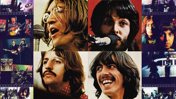 banda,póster,sonreír,collage,Los Beatles,ART