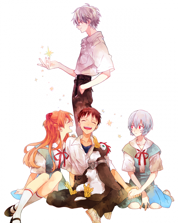 Neon Genesis Evangelion,Ayanami Rei,Asuka Langley soryu,Ikari Shinji,Kaworu Nagisa